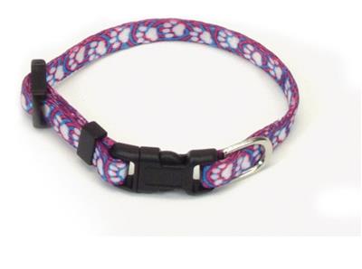 Coastal Lil Pals Adjustable Patterned Collar Light Blue Paw 5/16X8-12In