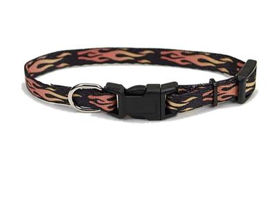 Coastal Lil Pals Adjustable Patterned Collar Flames 5/16X6-8In