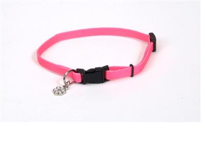 Coastal Li'l Pals Adjustable Nylon Dog Collar Neon Pink 5/16X8-12in