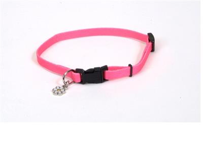 Lil Pals Adjustable Nylon Dog Collar Neon Pink 1ea/5/16 In X 6-8 in