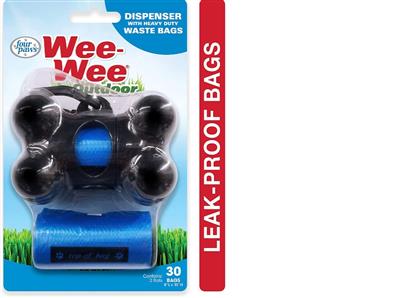 Four Paws WeeWee Outdoor Dog Waste Bag Dispenser with Heavy Duty Waste Bags 1ea/30 ct
