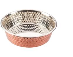 Spot Honeycomb Non Skid Stainless Steel Dog Bowl Hammered Exterior, Copper, 1ea/3 qt