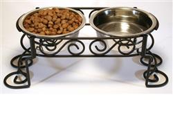 Spot Mediterranean Double Diner Dog Bowl Silver, 1ea/1 qt
