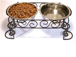 Spot Mediterranean Double Diner Dog Bowl Silver, 1ea/2 qt