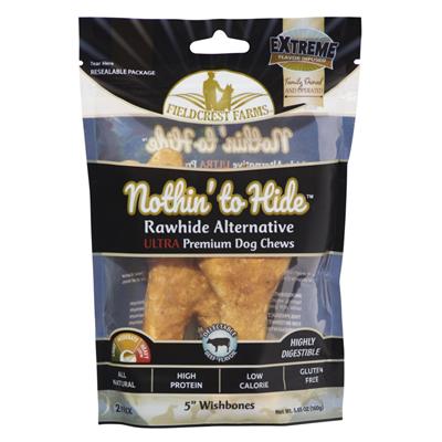 Fieldcrest Farms Nothin' To Hide Ultra Wishbone Dog Treat Beef, 1ea/5 in, 2 pk