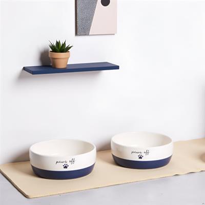 Navy Paws Off Cat Bowl - Small