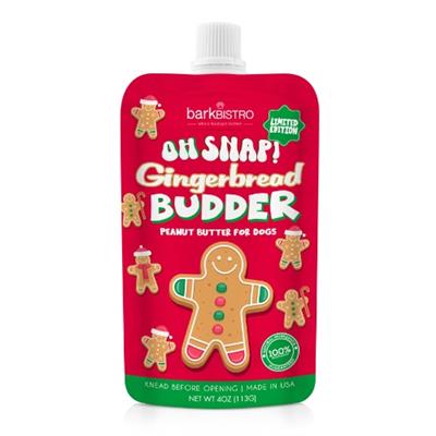 LIMITED EDITION Oh Snap! Gingerbread Buddy Budder - 100% natural dog peanut butter