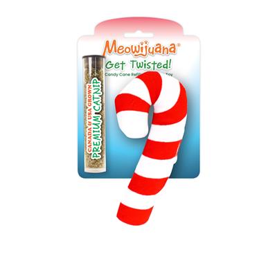 Meowijuana Get Twisted Candy Cane Fillable Catnip Toy