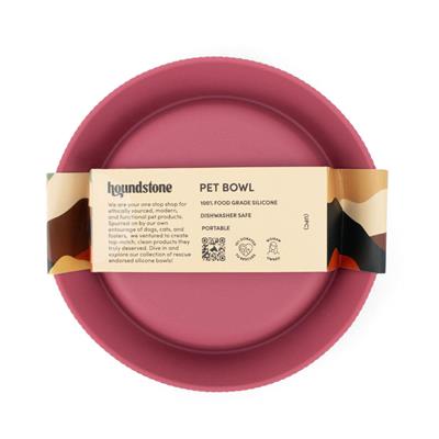 Houndstone Silicone Cat Bowl, Dishwasher Safe, Rosewood