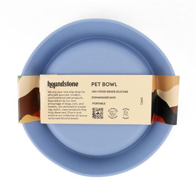 Houndstone Silicone Cat Bowl, Dishwasher Safe, Sky Blue