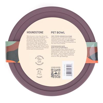 Houndstone BPA Free Silicone Dog Bowl, 4.5 Cups, Dishwasher Safe, Plum