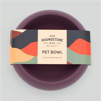 Houndstone Silicone Dog Bowl, Dishwasher Safe, 1 Cup, Plum