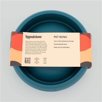 Houndstone Silicone Dog Bowl, Dishwasher Safe, 1 Cup, Caribbean Seas