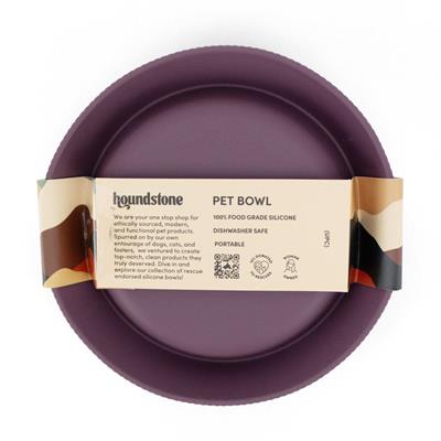 Houndstone Food Grade Silicone Cat Bowl, Dishwasher Safe, Plum