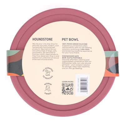 Houndstone BPA Free Silicone Dog Bowl, 4.5 Cups, Dishwasher Safe, Rosewood