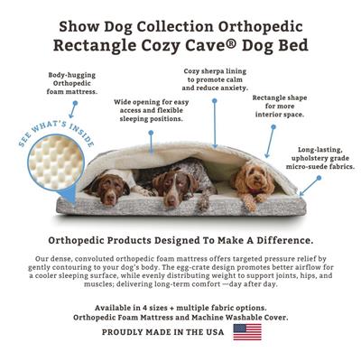Orthopedic Luxury Cozy Cave® Rectangle Dog Bed - Show Dog Collection