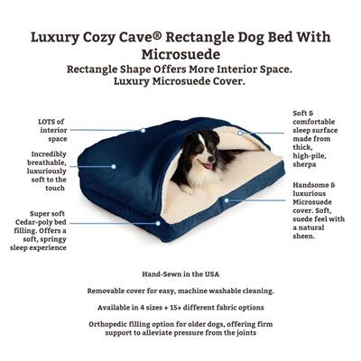 Luxury Cozy Cave® Rectangle Dog Bed - Microsuede