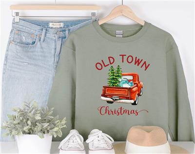 Winter Sweatshirt | Crew Neck | People Shirt | Tshirt | OLD TOWN CHRISTMAS (your city on plate)
