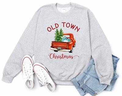 Winter Sweatshirt | Crew Neck | People Shirt | Tshirt | OLD TOWN CHRISTMAS (your city on plate)