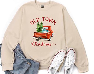 Winter Sweatshirt | Crew Neck | People Shirt | Tshirt | OLD TOWN CHRISTMAS (your city on plate)
