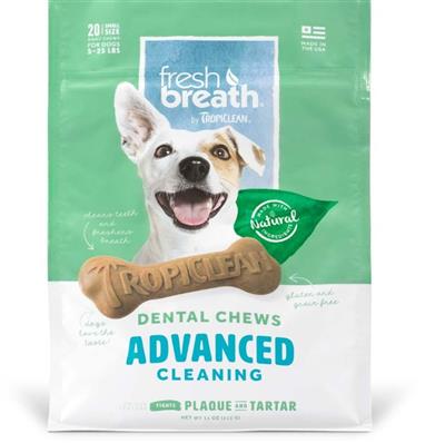 TropiClean Fresh Breath Advanced Cleaning Dental Chews for Dogs Original 1ea/11 oz, 20 ct, SMall
