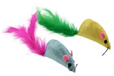 Max & Marlow Mouse w/ Feathers Assorted Cat Value Toys Display 24ea/24Pc