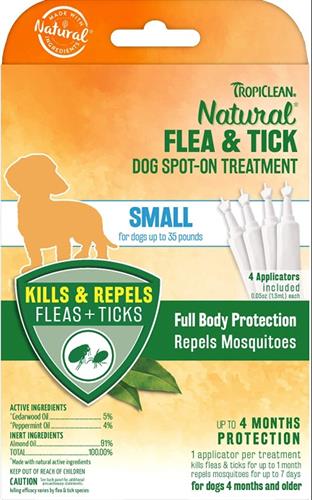 TropiClean Natural Flea & Tick Spot On Treatment for Dogs 1ea/0.2 fl oz, 4 ct