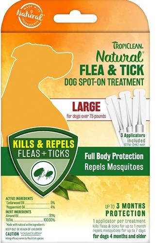 TropiClean Natural Flea & Tick Spot On Treatment for Dogs 1ea/0.68 fl oz, 4 ct
