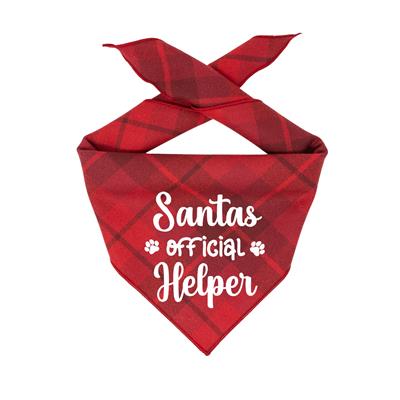 Christmas Bandana - Plaid Flannel Dog Bandana - SANTA'S OFFICIAL HELPER