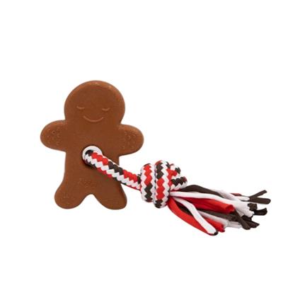 Zippypaws Holiday Teether Gingerbread Man Brown/Red/White Small