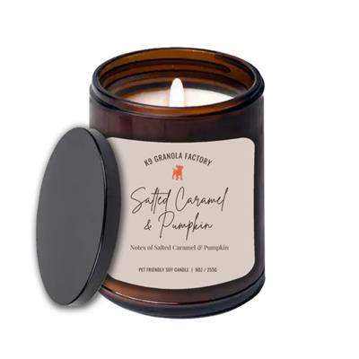 Pet Friendly SOY Candle, Odor Eliminator Salted Caramel & Pumpkin 9oz