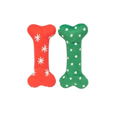 Zippypaws Holiday Patterned Bones Red/Green/White Large-2Pk