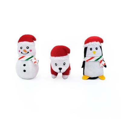 Zippypaws Holiday Miniz Festive Animals XSmall-3 Pk