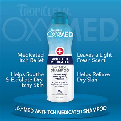TropiClean OxyMed Medicated Anti-Itch Shampoo for Pets, 20oz