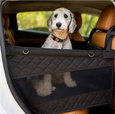 Katziela Dog Back Seat Cover Waterproof Quilted 600D Oxford Fabric, Heavy-Duty Non-Slip Bench Protector for Cars, SUVS & TRUCKS – Double Size, Leaves Space for Passengers.