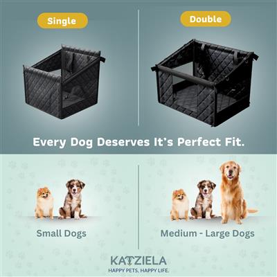 Katziela Dog Back Seat Cover Waterproof Quilted 600D Oxford Fabric, Heavy-Duty Non-Slip Bench Protector for Cars, SUVS & TRUCKS – Double Size, Leaves Space for Passengers.