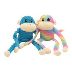 Zippy Paws Spencer The Crinkle Monkey Rainbow/Blue Small- 2 Pk