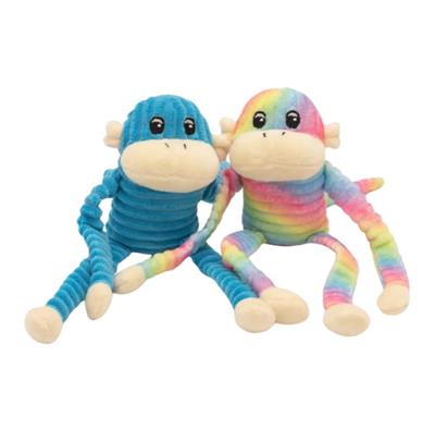 Zippy Paws Spencer The Crinkle Monkey Rainbow/Blue Small- 2 Pk