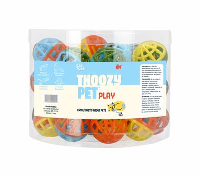 ThoozyPet 24pc Lattice Ball 1.75" Bulk Cat Toy Bin