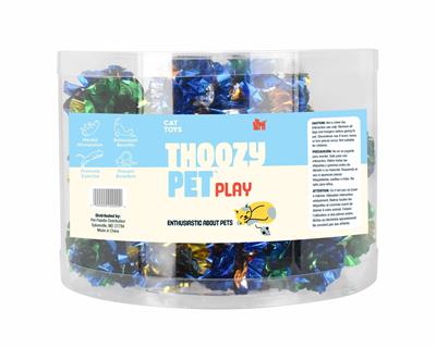 ThoozyPet 42pc Crinkle Ball 1.5" Bulk Cat Toy Bin