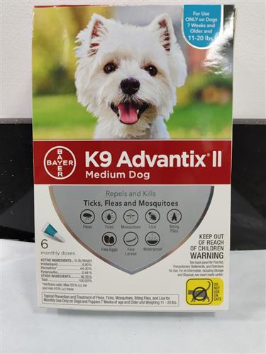 K9 Advantix ii, MEDIUM 11-20 Dog, 6 DOSE
