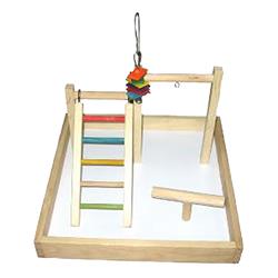 A & E Cages Happy Beaks Wood Tabletop Play Station 1ea/17In X 17In X 12 in.