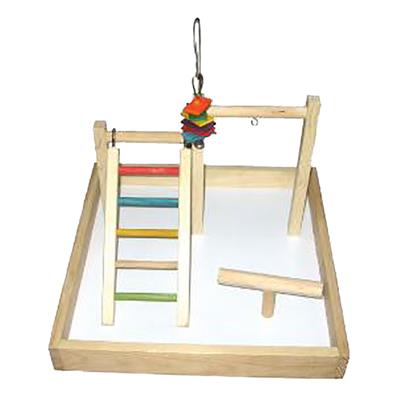 A & E Cages Happy Beaks Wood Tabletop Play Station 1ea/17In X 17In X 12 in.