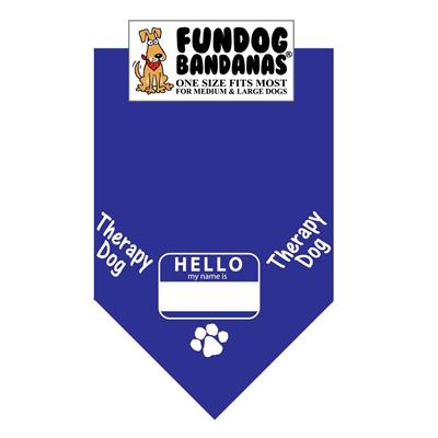  Hello My Name Is...Therapy Dog Bandana (Nametag) - Assorted Colors