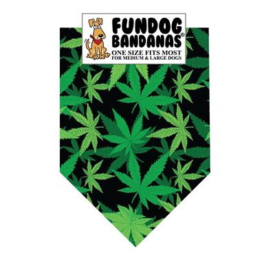  Marijuana Leaf Bandana / Black With Green Leaves