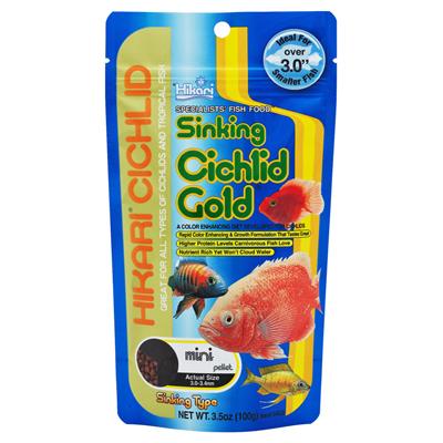 Hikari USA Cichlid Gold Sinking Pellets Fish Food 1ea/3.5 oz, Mini