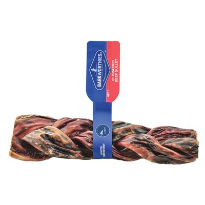 Barkworthies Braided Beef Gullet 24ea/6 in, 24 ct