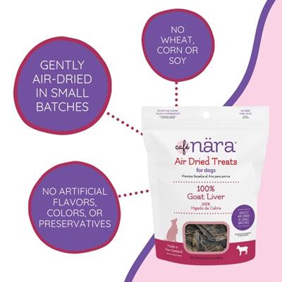 Café Nara 100% Goat Liver Air Dried Treats for Dogs, 3.5 oz Bag