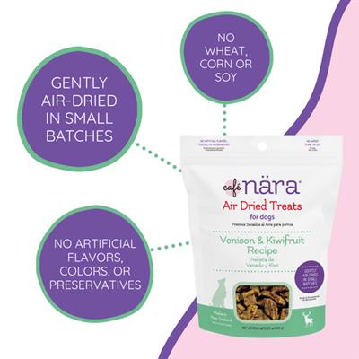 Café Nara Venison & Kiwifruit Air Dried Treats for Dogs, 3.5 oz Bag