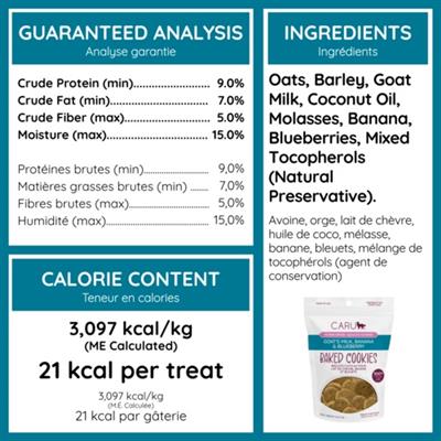 Caru Goat's Milk, Banana & Blueberry Baked Cookie Treats for Dogs, 4 oz bag